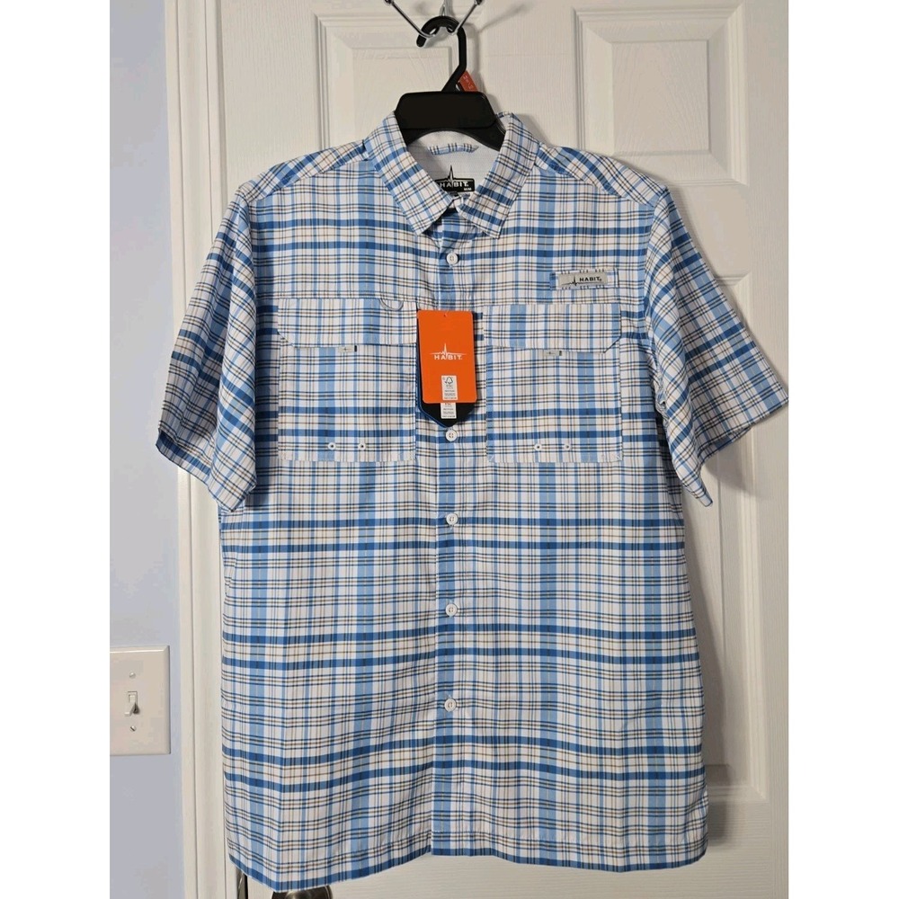 Habit Men's Short Sleeve Shirt Tackle Plaid Size Medium  New With Tags